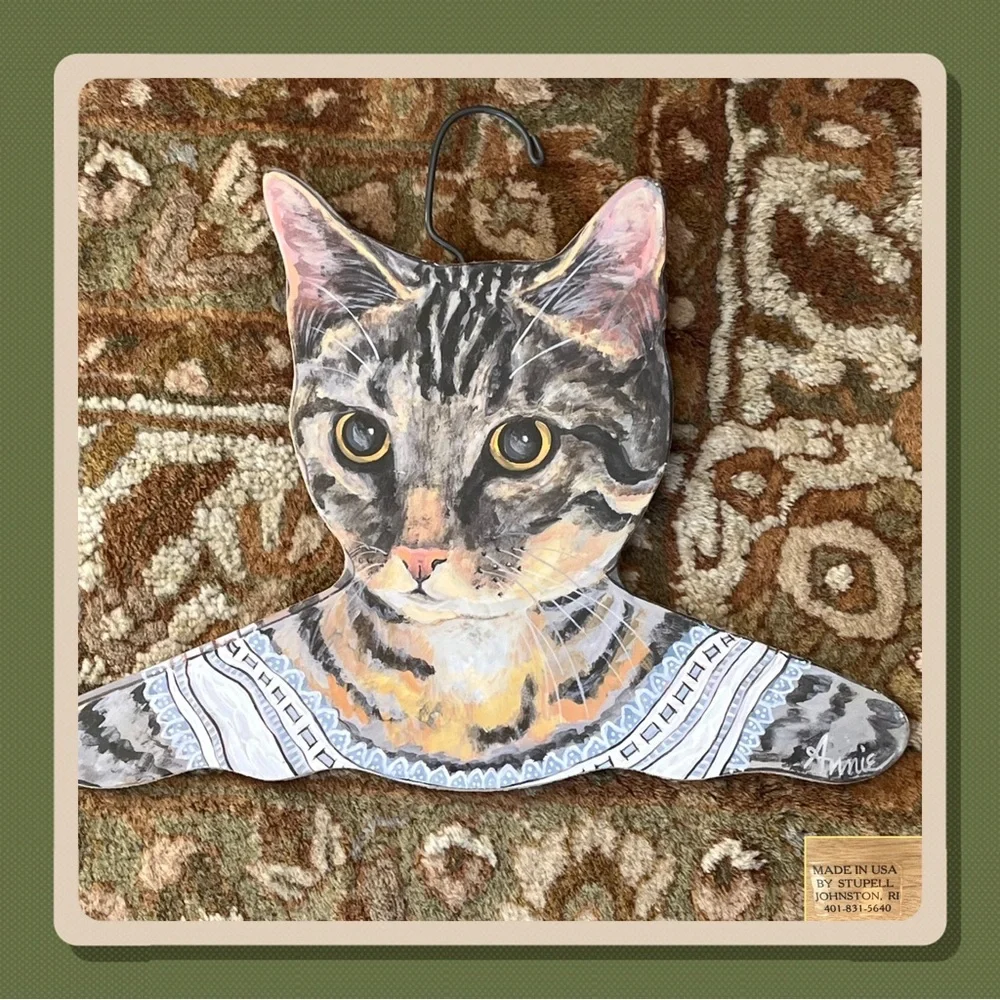 Vintage Annie Stupell Cat Wood Hanger 🐱 Animal Wooden Display Decor Made in USA